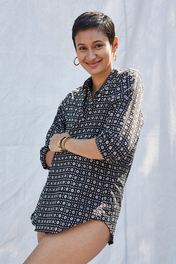 The Florian Button-up in Black Sun Star