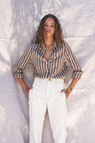 The Florian Button-up in Cocoa Stripe