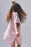 The Salina Caftan in Lilac Stripe