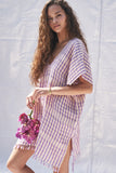 The Salina Caftan in Lilac Stripe