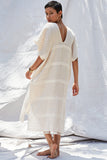 The Maxi Caftan in Blush Stripe