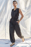 The Lucca Jumpsuit in Midnight Hand Weave