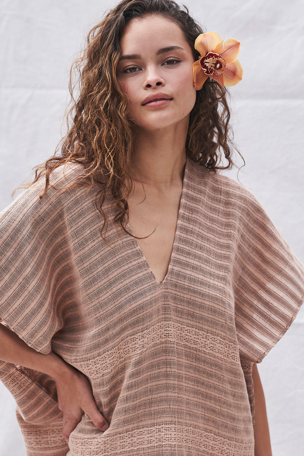 The Maxi Caftan in Pink Sand